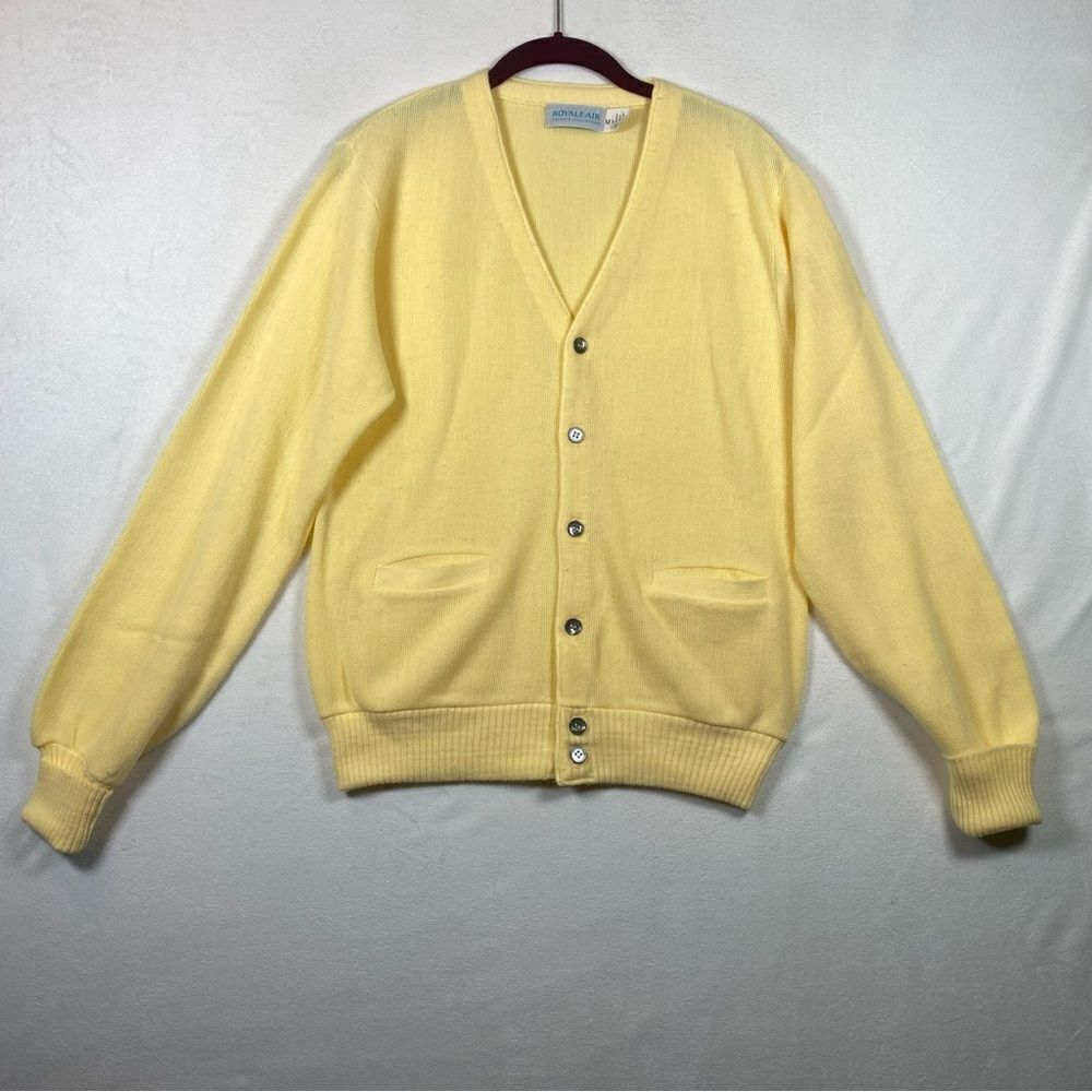 Royale-Air Vintage Yellow Cardigan Sweater Size Medium